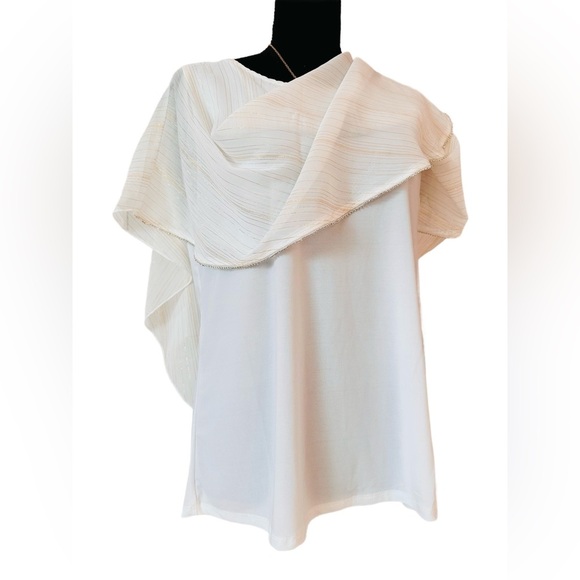 NAÏF ~ Flowy Off-White Fully Lined w/Gold Threads and Intriguing Silver Edge - Picture 4 of 7